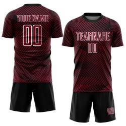 Maglia da calcio personalizzata Crimson Black-White Line stampata a sublimazione Maglia da calcio personalizzata Crimson Black-White Line stampata a sublimazione