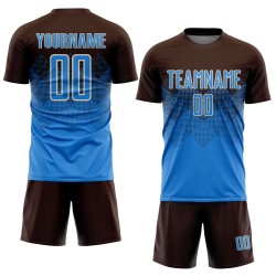 Maglia da calcio personalizzata con stampa a sublimazione marrone polvere blu-crema