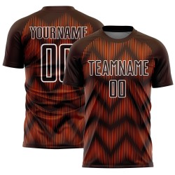 Maglia da calcio personalizzata con stampa a sublimazione marrone arancione-bianca