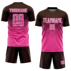 Maglia da calcio personalizzata con stampa a sublimazione marrone rosa-bianca