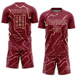 Maglia da calcio personalizzata Crimson City Cream Lightning stampata a sublimazione Maglia da calcio personalizzata Crimson City Cream Lightning stampata a sublimazione