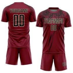 Maglia da calcio personalizzata Crimson Black-Crema con stampa a sublimazione Maglia da calcio personalizzata Crimson Black-Crema con stampa a sublimazione