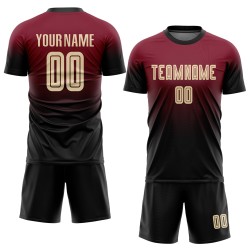 Maglia da calcio personalizzata Crimson Cream-Black Sublimation Fade Fashion Uniform Maglia da calcio personalizzata Crimson Cream-Black Sublimation Fade Fashion Uniform