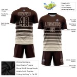 Maglia da calcio personalizzata con stampa sublimatica a righe marroni e crema sfumate