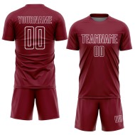 Maglia da calcio personalizzata con stampa a sublimazione di forme geometriche bianche e cremisi