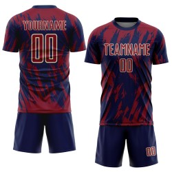 Maglia da calcio personalizzata Crimson Navy-City Cream con stampa a sublimazione