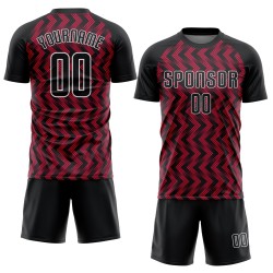 Maglia da calcio personalizzata Crimson Black-White Sublimation Maglia da calcio personalizzata Crimson Black-White Sublimation